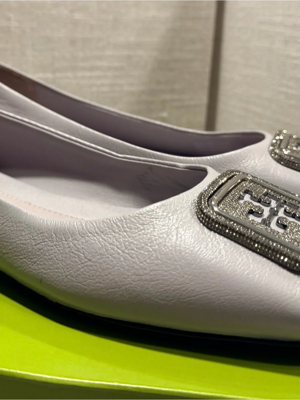 Tory Burch Leather Crystal Embellished Square Toe Ballet Flats (NIB w/ Dust Bag)